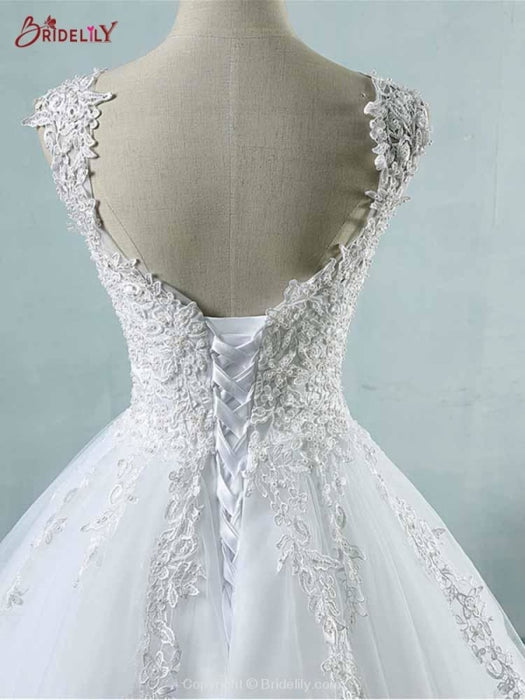 Spaghetti Vintage Lace Mermaid Wedding Dress With Train - Bridelily