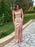 tti Straps Mermaid Champagne Satin Long Prom Dresses with High Slit, Mermaid Champagne Formal Graduation Evening Dresses 