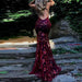 Spaghetti Straps V-neck Mermaid Sparkly Tulle Evening Dress Long Prom Gowns - Prom Dresses