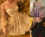 Sparkle Long Sleeve Short Party Unique Sheer Neck Mini Homecoming Dress - Prom Dresses