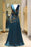 Sparkly V Neck Long Satin Prom with Sequin Belt Beading Evening Dress - Prom Dresses