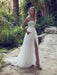 Split Lace Applique Sweep Train A Line Wedding Dresses - White / Floor Length - wedding dresses