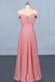 Strapless Floor Length Chiffon Pink Prom Simple A Line Bridesmaid Dress - Prom Dresses
