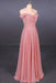 Strapless Floor Length Chiffon Pink Prom Simple A Line Bridesmaid Dress - Prom Dresses