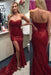 Strapless Mermaid Sweetheart Split-Front Gown Red Long Prom Dress with Sequined - Prom Dresses