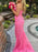 Strapless Mermaid Yellow/Purple/Pink Lace Long Prom Dresses, Yellow/Purple/Pink Lace Formal Evening Dresses