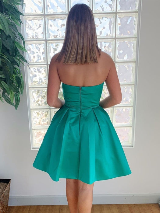 Strapless Open Back Green Short Prom with Pocket, Open Back Green Home —  Bridelily