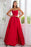 Strapless Red Satin Long Prom Dresses with High Slit, Long Red Formal Graduation Evening Dresses 