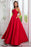 Strapless Red Satin Long Prom Dresses with High Slit, Long Red Formal Graduation Evening Dresses 