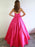 Strapless Sweetheart Neck Hot Pink Long Prom Dresses, Hot Pink Satin Long Formal Evening Dresses