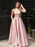 Stylish A Line Floor Length Pink Long Prom Dresses with Straps, Shiny Pink Formal Evening Dresses