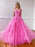 Stylish Backless Pink Lace Long Prom Dresses, Pink Lace Formal Graduation Evening Dresses