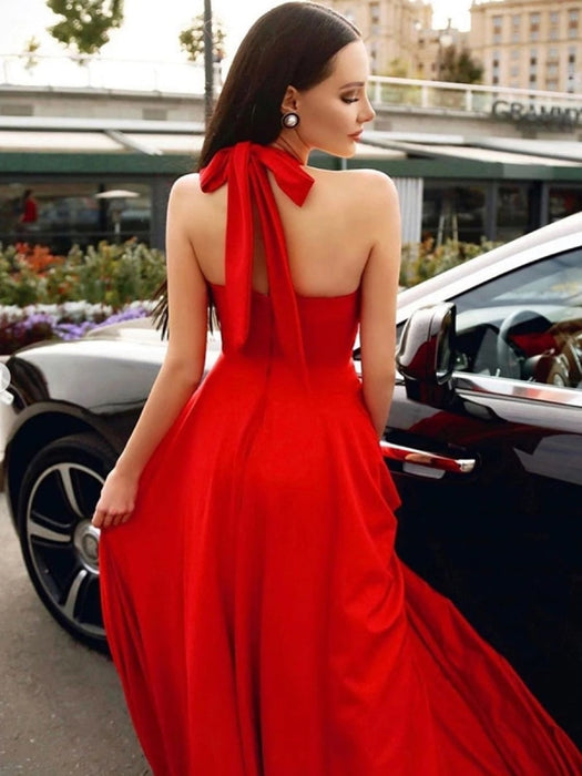 Red Halter Top Prom Dresses