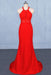 Stylish Halter Prom Dress Red Mermaid Open Back Long Evening Dresses - Prom Dresses
