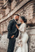 Stylish White Floral Lace Mermaid Bridal Dresses Long Sleeves V-Neck Spring Wedding Dress - Wedding Dresses