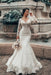 Stylish White Floral Lace Mermaid Bridal Dresses Long Sleeves V-Neck Spring Wedding Dress - Wedding Dresses