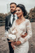 Stylish White Floral Lace Mermaid Bridal Dresses Long Sleeves V-Neck Spring Wedding Dress - Wedding Dresses