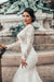Stylish White Floral Lace Mermaid Bridal Dresses Long Sleeves V-Neck Spring Wedding Dress - Wedding Dresses