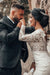 Stylish White Floral Lace Mermaid Bridal Dresses Long Sleeves V-Neck Spring Wedding Dress - Wedding Dresses