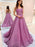 Sweetheart Neck Open Back Purple Tulle Long Prom Dresses, y Purple Formal Evening Dresses 