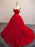 Sweetheart Neck Red Lace Appliques Long Prom Dresses, Red Lace Formal Dresses, Red Evening Dresses