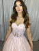 Sweetheart Neck Strapless Pink Lace Long Prom Dresses, Pink Lace Formal Dresses, Pink Evening Dresses