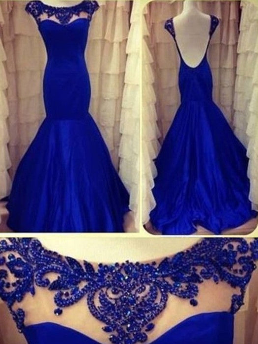 Trumpet/Mermaid Scoop Sleeveless Beading Floor-length Taffeta Dresses - Prom Dresses