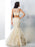 Trumpet/Mermaid Sheer Neck Beading Sleeveless Long Tulle Two Piece Dresses - Prom Dresses