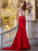 Trumpet/Mermaid Sheer Neck Sleeveless Court Train Applique Stain Dresses - Prom Dresses