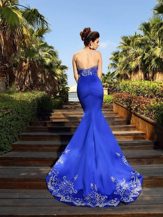 Trumpet/Mermaid Sweetheart Beading Sleeveless Long Satin Dresses - Prom Dresses