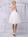 Tulle Knee-Length Spaghtti A-line Wedding Dress With Long-sleeves Lace Wrap misshow