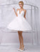 Tulle Knee-Length Spaghtti A-line Wedding Dress With Long-sleeves Lace Wrap misshow