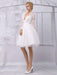 Tulle Knee-Length Spaghtti A-line Wedding Dress With Long-sleeves Lace Wrap misshow