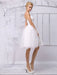 Tulle Knee-Length Spaghtti A-line Wedding Dress With Long-sleeves Lace Wrap misshow