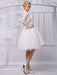 Tulle Knee-Length Spaghtti A-line Wedding Dress With Long-sleeves Lace Wrap misshow