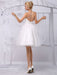 Tulle Knee-Length Spaghtti A-line Wedding Dress With Long-sleeves Lace Wrap misshow