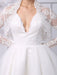 Tulle Knee-Length Spaghtti A-line Wedding Dress With Long-sleeves Lace Wrap misshow
