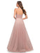 Tulle Prom Dress V Neck A-Line Party Dress Tulle Sleeveless Wedding Guest Dresses