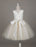 Flower Girl Dresses Tulle Satin V Neck Tutu Dress Ivory Beading Waist Sleeveless A Line Dinner Dress With Sash