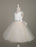 Flower Girl Dresses Tulle Satin V Neck Tutu Dress Ivory Beading Waist Sleeveless A Line Dinner Dress With Sash