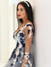 Tulle V-Neck Long A-line Sleeves Floor-Length With Applique Dresses - Prom Dresses