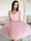 Tulle V-neck Sleeveless A-line Short/Mini With Lace Prom Dresses - Prom Dresses