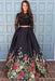 Two Piece Black Sleeve Formal Appliques Long Prom Dress - Prom Dresses