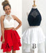 Two Piece High Neck Sleeveless Tiered Homecoming Dresses with Beads A-line Party Dress - Prom Dresses