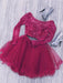 Two Piece Long Sleeves Tulle Homecoming with Lace Beads Short Prom Dress - Prom Dresses