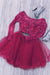 Two Piece Long Sleeves Tulle Homecoming with Lace Beads Short Prom Dress - Prom Dresses