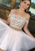 Two Piece Off the Shoulder Tulle Short Homecoming Charming Prom Dress with Beads - Prom Dresses