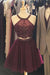 Two Piece Tulle Homecoming with Beading A Line Sleeveless Short Graduation Dress - Prom Dresses