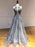 Unique Backless Lace Appliques Gray Long Prom Dresses, Backless Gray Lace Formal Dresses, Lace Gray Evening Dresses