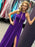 Unique Open Back Purple Chiffon Long Prom Dresses with High Slit, Long Purple Formal Graduation Evening Dresses 